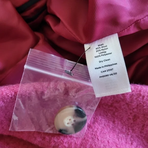 New Talbots Single Breasted Wool Blend Barbiecore Pink Coat Size 2 - Picture 10 of 10